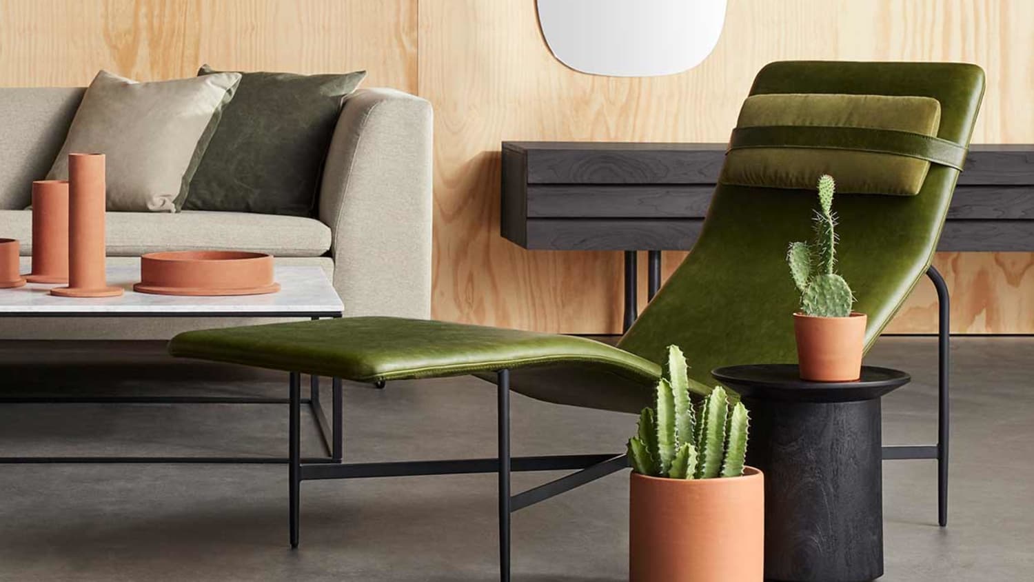 Deep thoughts leather chaise cheap